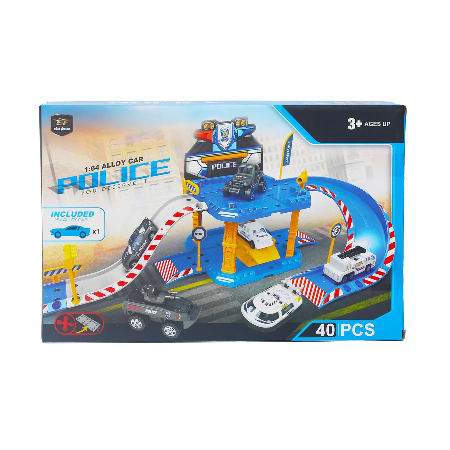 policijski parking set, policijska stanica igračka, parking garaža za decu, policijska staza za automobile, set sa policijskim automobilom, igračka policija, garaža sa stazom, parking set 40 delova, metalni policijski automobil, auto staza za decu, policijski set za dečake, igračke za decu 3 godine, policijska garaža igračka, staza sa rampama, set automobilića za decu