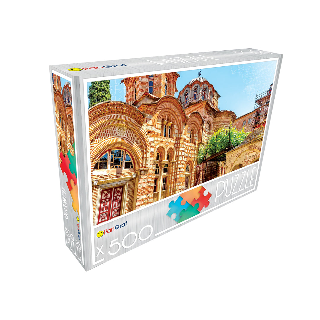 Pan-Graf Manastir Hilandar puzzle, puzzle 500 delova, Hilandar slagalica, manastir Hilandar puzzle, srpski manastiri slagalica, pravoslavni motivi puzzle, Sveta Gora puzzle, slagalica sa manastirom, srpska kulturna baština, Pan-Graf puzzle 500, slagalice za odrasle, verski motivi slagalica, poklon za ljubitelje puzzli, dekorativna slagalica, istorijske znamenitosti puzzle