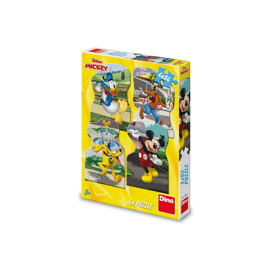 Dino Mickey puzzle, Mickey Mouse slagalica, puzzle set 4x54 dela, Disney puzzle za decu, Miki Maus puzzle, Paja Patak slagalica, Šilja puzzle, Pluto puzzle, slagalice za decu 5 godina, Dino Disney puzzle, dečije slagalice, edukativne igračke, puzzle sa Disney junacima, Mickey and Friends puzzle, poklon za decu