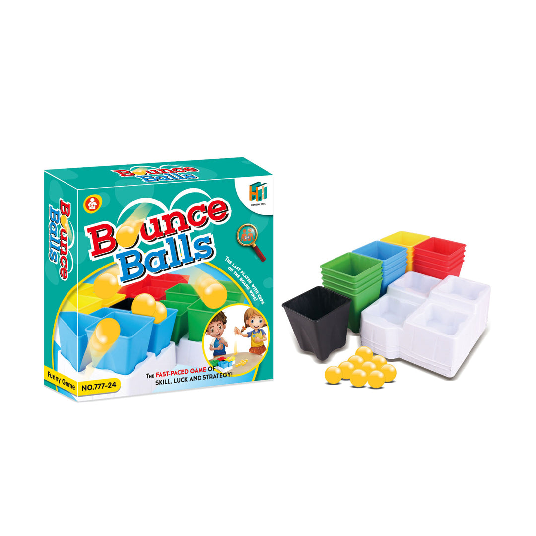 ubacite lopticu u čašicu, igra sa lopticama i čašicama, društvena igra za decu, Bounce Balls igra, igra preciznosti, igra spretnosti za decu, takmičarska igra za porodicu, igra za 2 do 4 igrača, igra koordinacije, zabavna porodična igra, društvena igra 8+, igra odbijanja loptice, poklon za decu