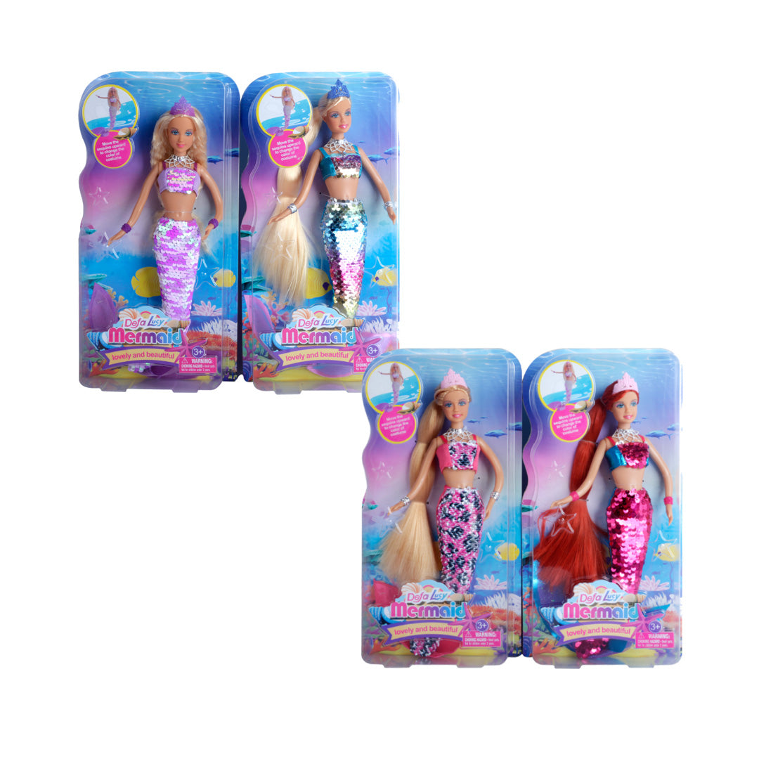 Defa Lucy sirena, lutka sirena za decu, Defa lutka sa šljokicama, sirena sa promenljivim bojama, lutka sa dugom kosom, svetlucava lutka sirena, lutka za devojčice 3+, igračka sirena, lutka sa krunom, modne lutke za decu, igračka za kreativnu igru, poklon za devojčice, lutka u više boja