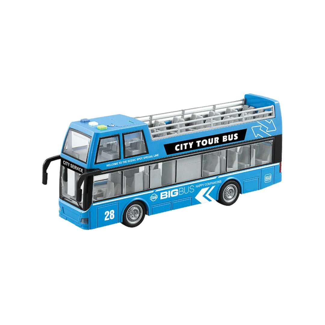 turistički autobus igračka, plavi autobus na sprat, City Tour Bus igračka, autobus na dva sprata za decu, gradski autobus igračka, autobus sa otvorenim krovom, dečje vozilo autobus, realistična igračka autobus, autobus sa pokretnim točkovima, igračka gradski prevoz, vozilo za kreativnu igru, poklon za decu, autobus za decu 3+