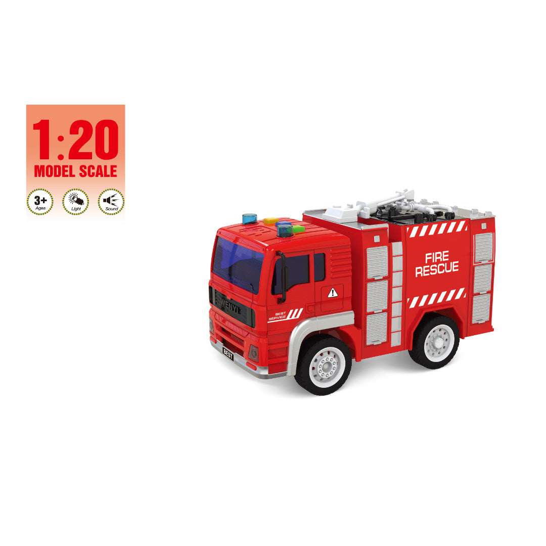 vatrogasni kamion igračka, dečji vatrogasni kamion, vatrogasno vozilo 1:20, kamion sa svetlom i zvukom, Fire Rescue igračka, crveni kamion za decu, igračka za spasilačke misije, realistični vatrogasni kamion, vozilo sa pokretnim točkovima, igračka za razvoj motorike, igračka za igru uloga, poklon za decu, vatrogasni kamion 3+