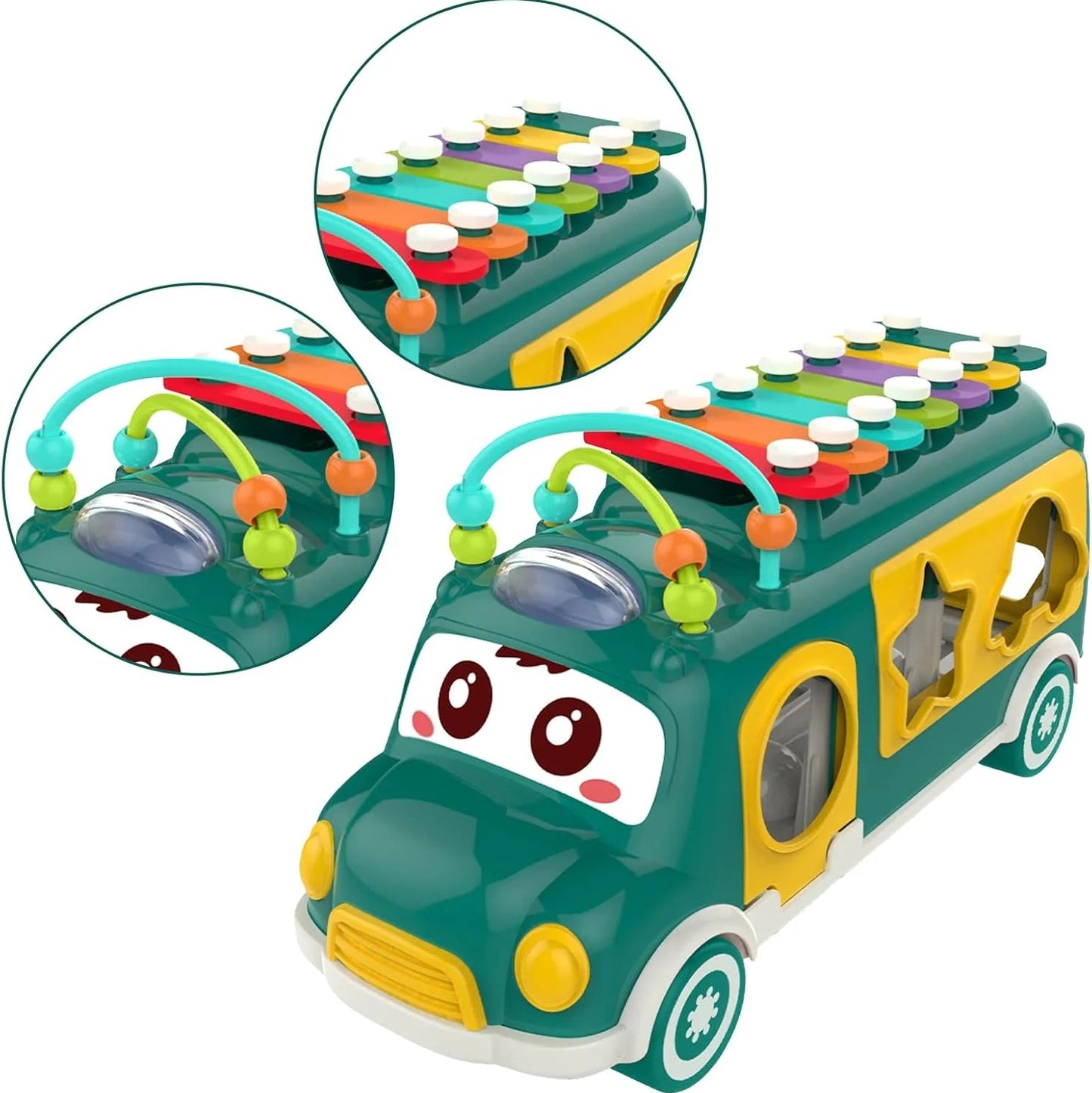 muzički autobus, muzički autobus za decu, edukativni autobus igračka, autobus sa oblicima, autobus sa ksilofonom, igračka za sortiranje oblika, igračka za učenje oblika, igračka za prepoznavanje boja, edukativna igračka za decu, igračka za decu 18M+, muzička igračka za bebe, ksilofon za decu, igračka sa geometrijskim oblicima, razvojna igračka za decu, igračka za finu motoriku, igračka za koordinaciju oko–ruka, igračka za razvoj sluha, igračka za razvoj ritma, igračka za logičko razmišljanje, igračka za kon