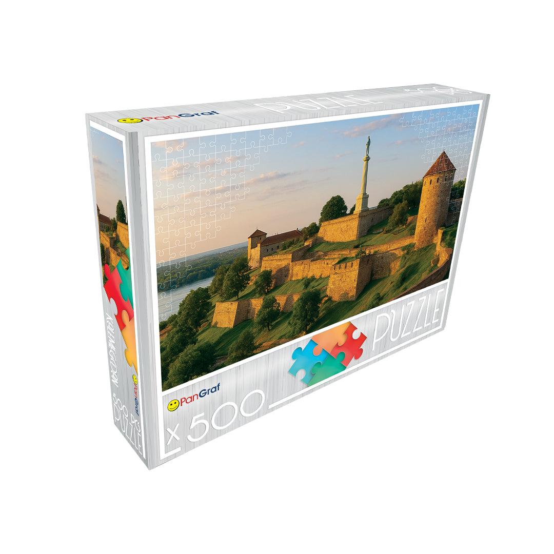Pan-Graf Kalemegdan puzzle, puzzle 500 delova, Kalemegdan slagalica, Beogradska tvrđava puzzle, Pobednik slagalica, Beograd puzzle, znamenitosti Beograda, puzzle Srbija, slagalica sa tvrđavom, istorijski motivi puzzle, Pan-Graf puzzle 500, slagalice za odrasle, poklon iz Beograda, suvenir Srbija, dekorativna slagalica