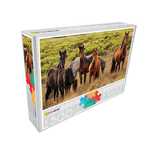 Pan-Graf Konji puzzle, puzzle 500 delova, slagalica sa konjima, konji u prirodi puzzle, puzzle sa životinjama, Pan-Graf puzzle 500, slagalice za odrasle, puzzle za stariju decu, krdo konja slagalica, priroda puzzle, edukativna slagalica, poklon za ljubitelje konja, dekorativna slagalica, realistične puzzle, životinje puzzle