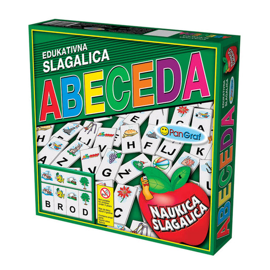 Abeceda edukativna slagalica, slagalica sa slovima latinice, učenje abecede za decu, edukativna igra sa slovima, latinica za decu, slagalica slovo i slika, igra za učenje slova, didaktička igračka, puzzle za predškolce, igra za proširivanje rečnika, priprema za školu, edukativne igračke za decu, poklon za predškolce
