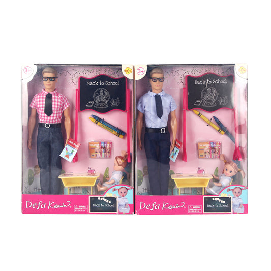 Defa Kevin lutka, Kevin Back to School, muška lutka za decu, lutka učitelj, školski set sa lutkama, Defa lutka sa školskim priborom, igračka učionica, lutka sa tablom i klupom, set za igru škole, lutka sa naočarima, igra uloga za decu, igračka za decu 3+, poklon za decu