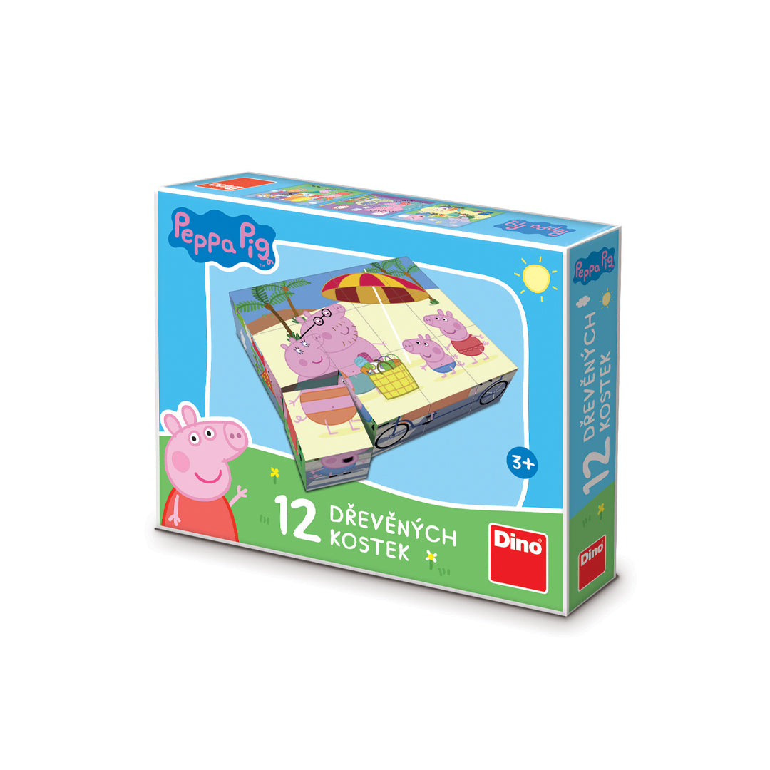 Dino Peppa Pig drvene kockice, Peppa Pig kockice, drvene kocke za decu, set 12 drvenih kockica, Peppa Pig igračka, slagalica od kockica, edukativne igračke za decu, kockice za decu 3 godine, drvena slagalica, igračke za razvoj motorike, Peppa Pig porodica, Dino igračke za decu, poklon za mališane, edukativne drvene igračke, kocke sa slikama
