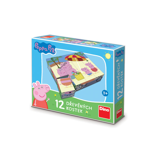 Dino Peppa Pig drvene kockice, Peppa Pig kockice, drvene kocke za decu, set 12 drvenih kockica, Peppa Pig igračka, slagalica od kockica, edukativne igračke za decu, kockice za decu 3 godine, drvena slagalica, igračke za razvoj motorike, Peppa Pig porodica, Dino igračke za decu, poklon za mališane, edukativne drvene igračke, kocke sa slikama