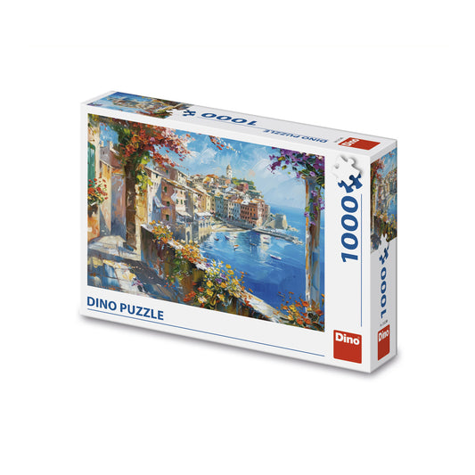 Dino Mediteranski grad puzzle, puzzle 1000 delova, mediteranski pejzaž slagalica, primorski grad puzzle, Dino puzzle za odrasle, puzzle sa morem, umetnička slagalica, puzzle sa čamcima, slagalica italijanska obala, pejzaž puzzle 1000 delova, zahtevne puzzle, slagalice za odrasle, Dino slagalica 1000 delova, poklon za ljubitelje puzzli, mediteranska obala puzzle