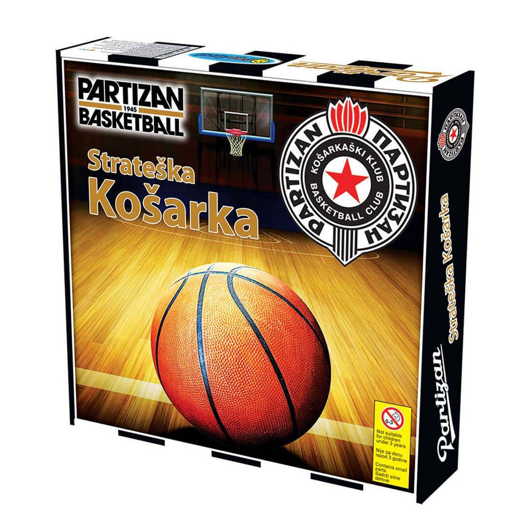 Strateška košarka Partizan, Partizan društvena igra, KK Partizan igračka, košarkaška društvena igra, sportska igra za decu, strateška igra sa košarkom, igra za navijače Partizana, porodična društvena igra, igra taktike i planiranja, društvena igra za više igrača, košarkaška igra za decu, poklon za navijača Partizana, PanGraf društvena igra