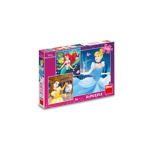 Dino Princeze puzzle, Disney Princeze slagalica, puzzle 3x55 delova, Ariel puzzle, Pepeljuga slagalica, Bela puzzle, Disney puzzle za decu, slagalice za devojčice, puzzle za decu 5 godina, Dino Disney puzzle, dečije slagalice, edukativne igračke, puzzle sa princezama, poklon za devojčice, Disney Princess puzzle set