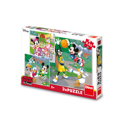Dino Miki i Mini puzzle, Mickey Mouse slagalica, Minnie Mouse slagalica, puzzle set 3x55 delova, Disney puzzle za decu, Miki i Mini sportisti, dečije slagalice, puzzle za decu 5 godina, edukativne igračke, Dino Disney puzzle, Mickey and Friends puzzle, sportske slagalice za decu, poklon za decu, puzzle sa Disney junacima