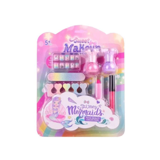 dečji set za šminkanje, Mermaid makeup set, šminka za decu, set šminke sa sirenom, dečja kozmetika za igru, paleta senki za decu, lakovi za nokte za decu, veštački nokti za decu, kreativni set za devojčice, set za ulepšavanje, igračka šminka 5+, poklon za devojčice, kozmetički set za decu