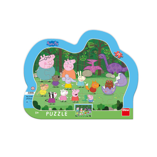 Dino Peppa Pig puzzle, Peppa Pig puzzle u ramu, slagalica 25 delova, puzzle za decu 3 godine, Peppa Pig slagalica, puzzle sa dinosaurima, slagalica u okviru, dečije puzzle, edukativne igračke, prve puzzle za decu, Dino puzzle za decu, Peppa Pig porodica, poklon za mališane, slagalica sa velikim delovima